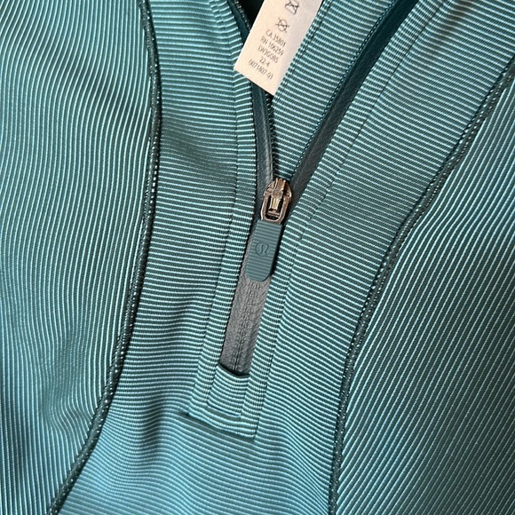 Lululemon Two-Tone Ribbed Running Half Zip teal size 4 - Picture 5 of 7